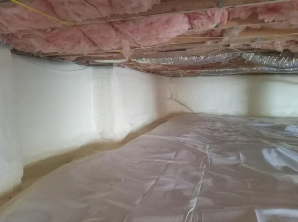 Crawl space encapsulation with closed-cell spray foam for Attic Insulation in Tice